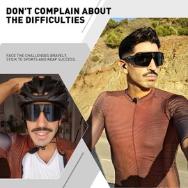 KAPVOE Polarized Cycling Sunglasses Sports Glasses with 2 Interchangeable Lenses UV400 Protection Men Women Bicycle Goggles MTB BMX Fishing Running Riding Golf Driving Bike Softball Baseball 01