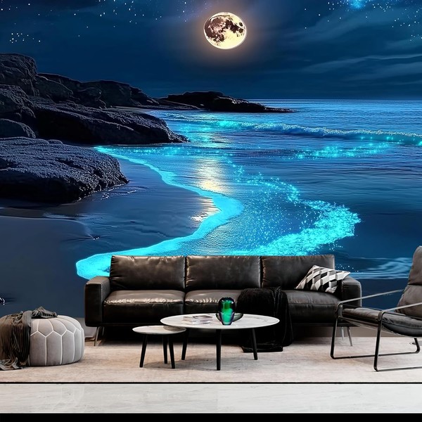 FENDROM 3D Fantasy Nature Sky Tapestry Stunningly Beautiful Moon Over