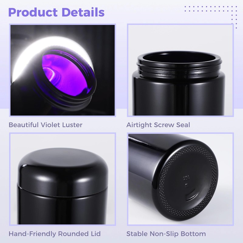 Lnrueg 8.5 Oz 250ML Smell Proof Jar, Black Viewing Jars