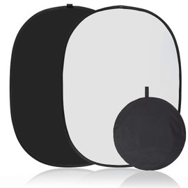 Koopro 5’×7’ Collapsible Twist Background Double-Sided Pop Up Flex Backdrops Chroma Black & White Portrait Screen Professional Video Photography and Television Studio Props with Carrying Case