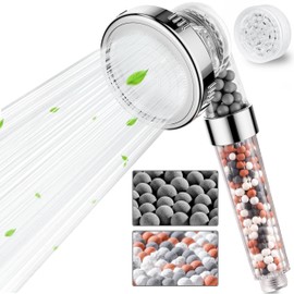 Magichome Filter Shower Head with 5-Layer Filtration, 3 Modes Powerful Shower Head, Limescale Universal Shower Head Filter with Extra Replacement Beads