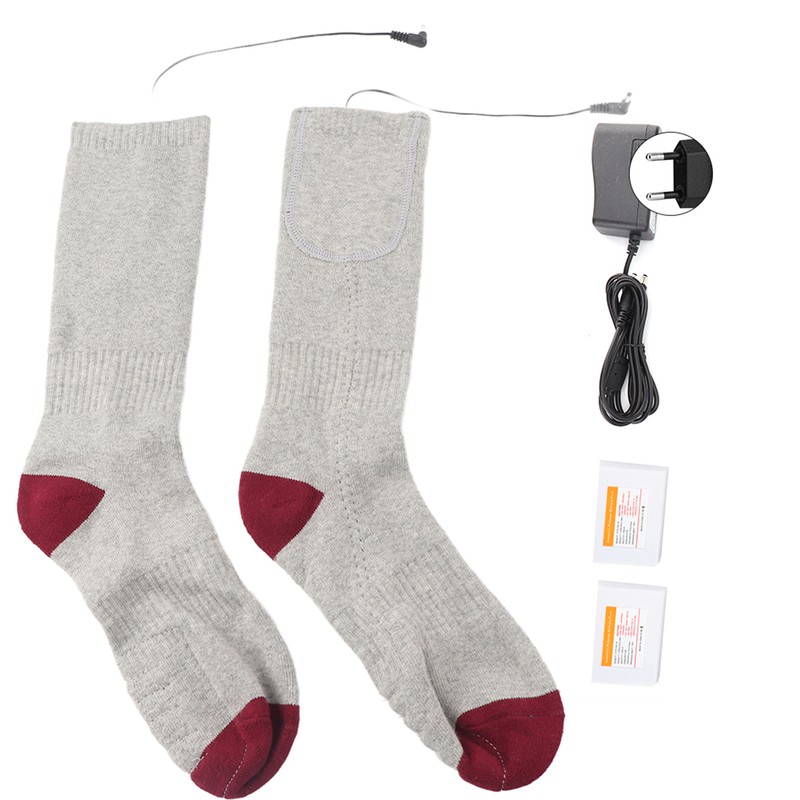 Heating Electric Rechargeable Adjustbale Temperature Winter Heated Thermal SockEU Plug