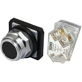 SUNS PBM30-FP-B-P13 30mm Black Guarded Pushbutton 1NO 1NC