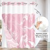 Culudea No Hook Pink and White Marble Shower Curtain with