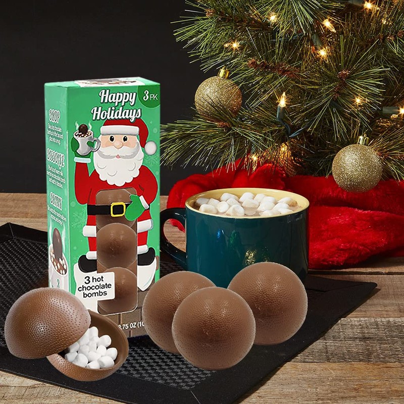 Fruidles Christmas Hot Chocolate Bombs, Drop, Dissolve, Drink Chocolaty Hallow