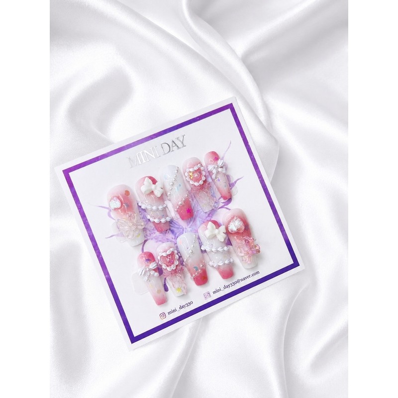 Angel Milky Handmade Nail Tips - Ballerina / 엔젤 밀키