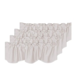 H.VERSAILTEX 4 Panels Blackout Curtain Valances for Kitchen Windows/Living Room/Bathroom Privacy Protection Rod Pocket Decoration Scalloped Winow Valance Curtains, 52" W x 18" L, Stone