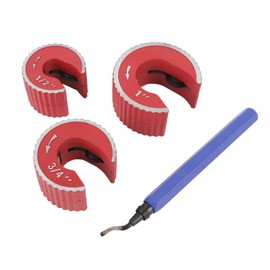 Copper Tubing Cutter Set, 4 PCS Copper Pipe Cutter Tool with 1/2, 3/4, 1 Tube Cutters, Reaming Pen, for Automobile Brake Lines, Cooling Lines