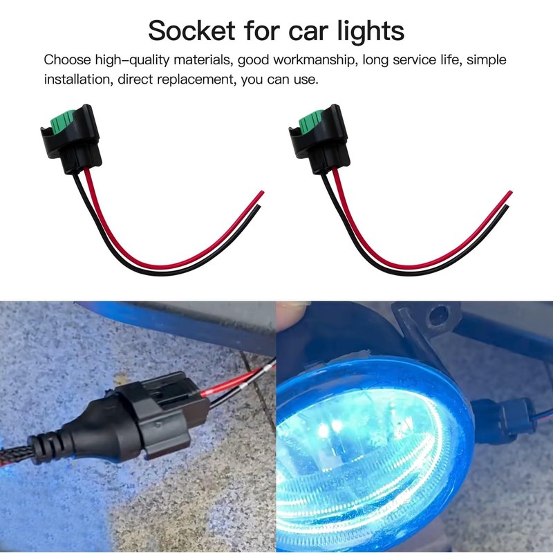 2Pcs Wire Pigtail Female C H11 Two-Beam Headlight Low Beam