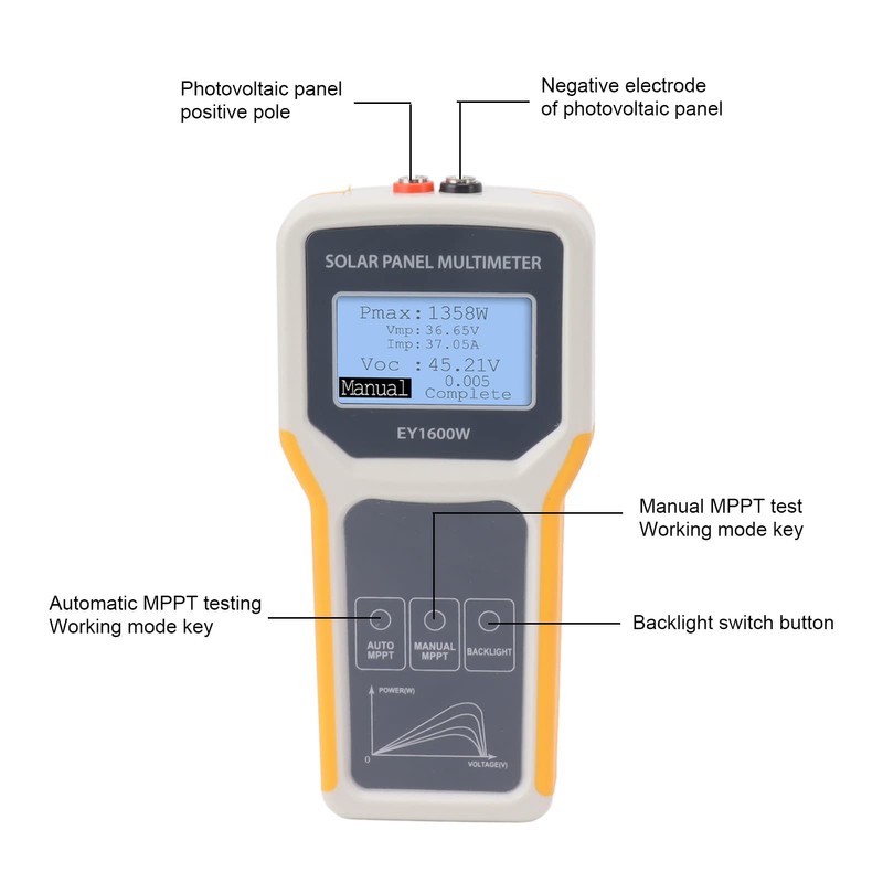 Solar Panel Tester Photovoltaic Multimeter EY1600W with Backlight MPPT Tester