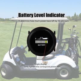 HonorMeet 12V/24V 36V 48V 72V Lead Acid Battery Capacity Indicator,Battery Meter for Club Car Golf Cart,Battery Charge Meter for Golf Cart Club Car Forklift Excavator Go-Kart RV Motorhome.