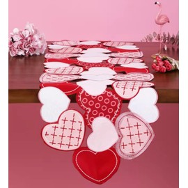 GRANDDECO Valentines Day Table Runner Love Sweet Red Heart Table Line for Sweetest Day Wedding Valentines Table Decor (style1, Runner 13X36)