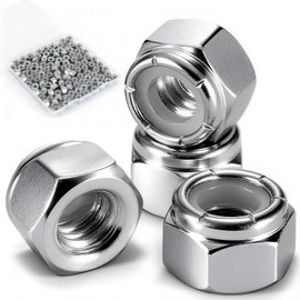 Wiewotsu 100 Pack 1/4"-20 Inch Lock Nuts, Premium Paterial Nylon Embedded Locking Nut, Hardware Nuts Suitable for Use in Industries, Furniture and Construction.