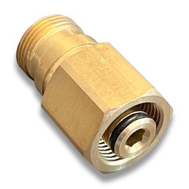 M&M Smartek High Pressure Washer Adaptor M22 x 1.5 Female to TR22 Male Thread Connection 1: M22 x 1.5 Female Thread Connection 2: TR22 Male Thread Material: Brass