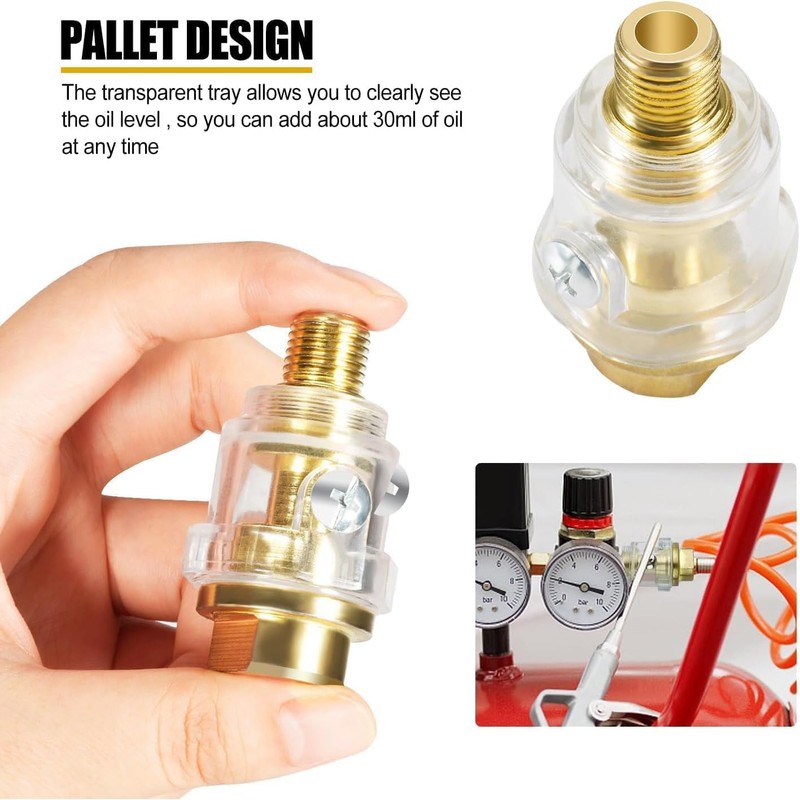 Inline Pipe Oil-1/4" BSP Mini Inline Lubricator for Air Tool