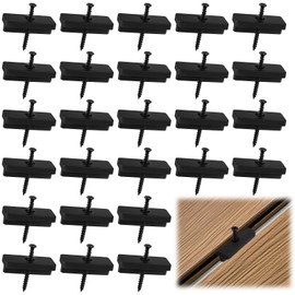 KXVXXV Pack of 105 WPC Plank Clips 6 mm, WPC Mounting Clips, Black, Patio Clips Plastic for Decking / BPC Floorboards, Hidden Attachment with T-Clip + Screws