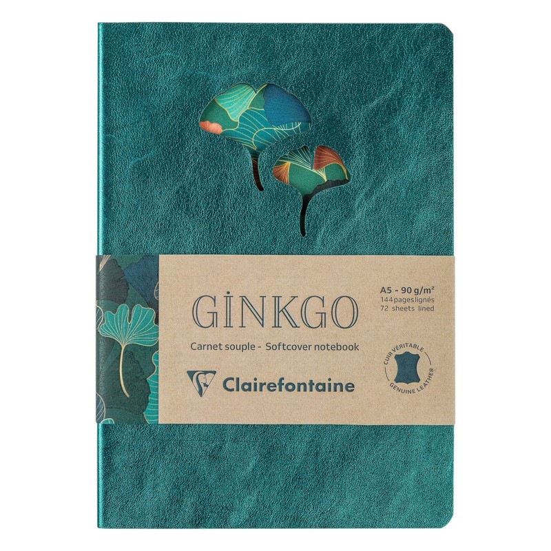 Clairefontaine Ginkgo 115949C Leather Notebook DIN A5 14.8 x 21