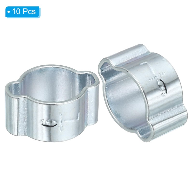 PATIKIL 10 Pack 7-9mm Double Ear Hose Clamp, Galvanized Steel