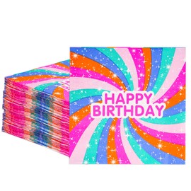 Hrovsur Colorful Happy Birthday Napkins, 60 Pieces Rainbow Birthday Disposable Cocktail Napkins for Men Women Kids Party Decorations Party Supplies, 6.5 x 6.5 Inch Folded
