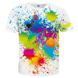 Hgvoetty Shirts for Men Women Graphic Tees Unisex 3D Neon Shirts Colorful Summer Tops Tees Shirts Short Sleeve Clothes Large