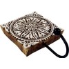 GURU SHOP Indian Wall Hook Ornament - Flower, Brown, Wood,