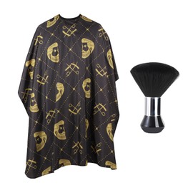 Professional Hair Cutting Cape with Neck Duster Brush, Waterproof Salon Barber Cape with snaps, Barber Accessories for Men, Women and Kids(Hair Cutting Scissors and Men)
