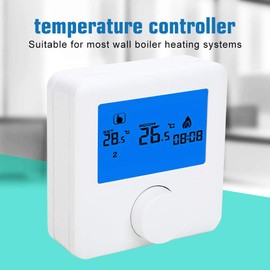 Temperature Controller, 2 Wire Room Thermostat Heating Thermostat Digital Thermostat with Large Screen LCD Display Wall Hanging for Control Room Temperature (White)