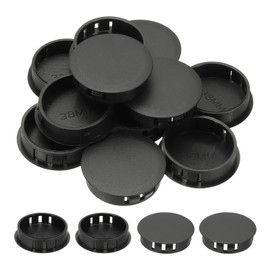 PATIKIL Plastic Hole Plugs, 34 Pcs 1 1/2"(38mm) Plastic Plugs Screw Hole Plug Snap Desk Grommet Buckle Knockout Locking Plugs Furniture Insert End Cap for Holes Kitchen Cabinet, Black