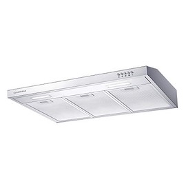 CIARRA AWS75918A Range Hood 30 inch Under Cabinet with 3 Speed Exhaust Fan, Slim Vent Hood with Push Button Control, Ducted and Ductless Convertible, Stainless Steel