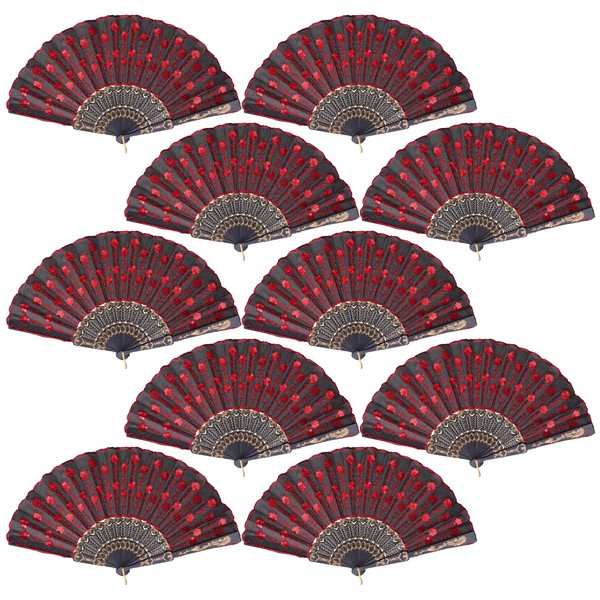 QIRMIZI 30 Pack Fabric Folding Handheld Fans, Perfect for Weddings,