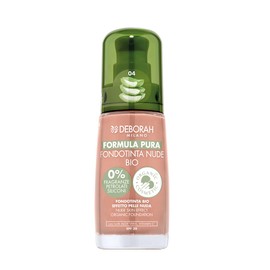 Deborah Milano Foundation Formula Pure Nude BIO, No. 04 Amber, with Vitamin C and Aloe Vera, SPF 20, Liquid Texture with Medium Coverage, for an Even, Radiant and Velvety Complexion