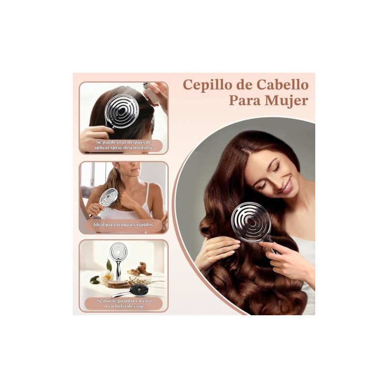 2pcs Cepillo para Cabello Desenredante Cerdas Mixtas Jabalí Para Mujeres