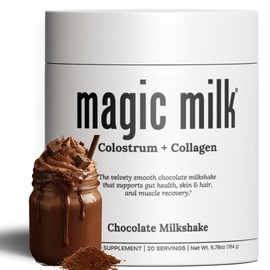 Fasted Athlete - Magic Milk | Colostrum, Plus Collagen Peptides | Chocolate Milk | Supports Gut Health, Bloating, Skin & Hair, Immunity, Muscle Recovery | Grass Fed | 20 Servings