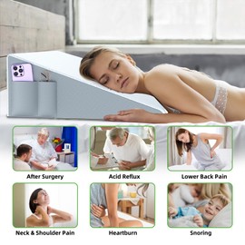 ZOLIQUEX Bed Wedge Pillow for Headboard, 10" Bed Wedge Pillow, Headboard Triangle Pillow Wedge for Sleeping Post Surgery Legs Back Pain Gerd Snoring, Soft Memory Foam Top & Washable Cover