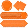 120 Pcs Orange Paper Plates and Napkins,7 Inch Scalloped Fall