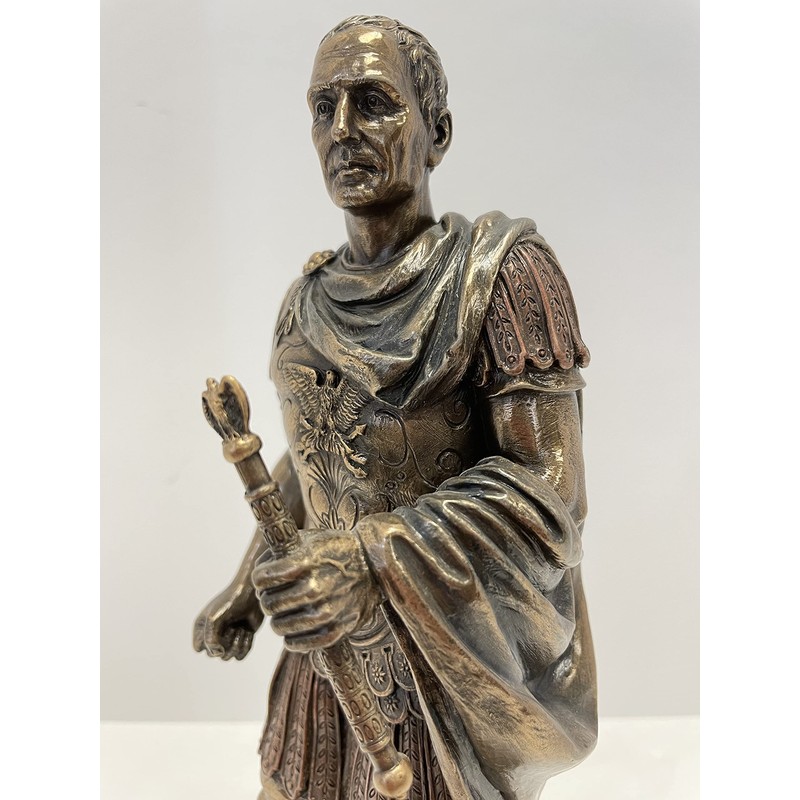 Gaius Julius Caesar in Roman Military Uniform Statue Bronze Finish