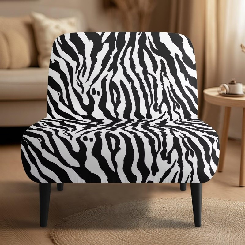 Armless Accent Chairs Covers Thick Zebra Print Armless Sofa Cover