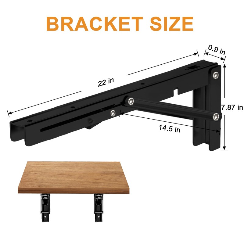 Storystore Folding Shelf Brackets - 22 Inch Heavy Duty Metal