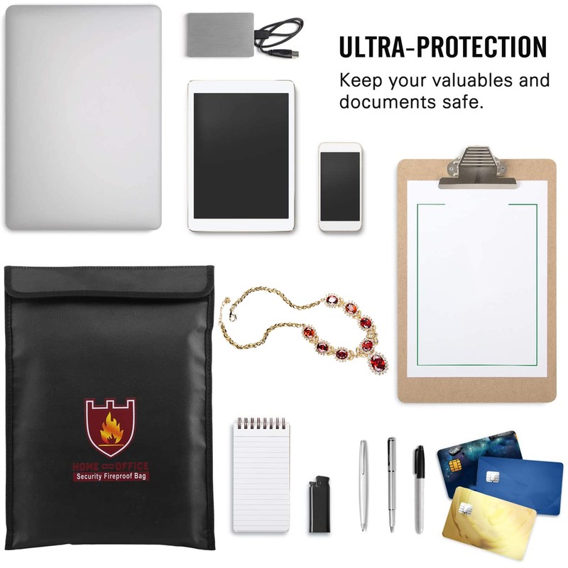 Fireproof Waterproof Bag Multi Function Money Document Jewelry Valuables Pouch