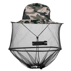 Mogokoyo Mosquito Head Net Hat Anti-Mosquito Sun Hat Fishing Hat with Mosquito Net for Men and Women Face Protection Hat for Outdoor Gardening Jungle Fishing, grey camouflage