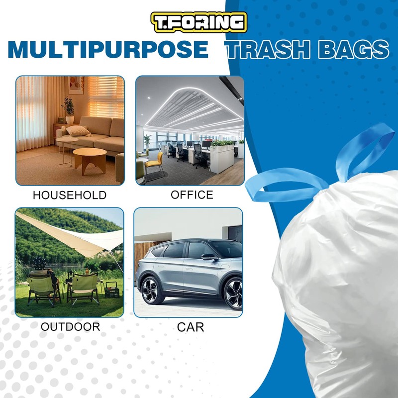 T.FORING 4 Gallon Trash Bags Drawstring 1.1 Mil - 120