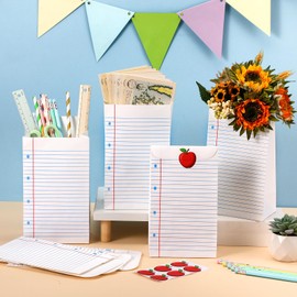 AmazingSpark 24 Pieces Back to School Party Gift Bags with Apple Stickers Notebook Style Goodie Candy Treat Kraft Paper Bags for First Day of School Teacher Gifts Classroom Party Favors Supplies