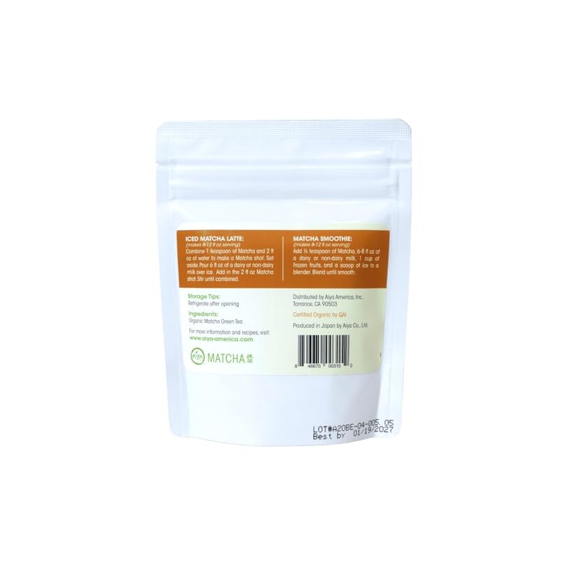 Aiya Organic Culinary Grade Matcha Green Tea Powder, 50g (1.76