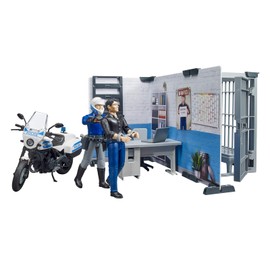 bruder 62732 - Bworld Police Station with Police Motorcycle - 1:16 Wachtmeister Emergency Vehicle Operation Control Centre Prison Cell Central Toy