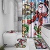 4 Pcs Winter Merry Christmas Shower Curtain Sets with Rugs