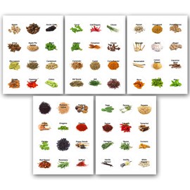 60 Spices Round Circle Jar Bottle Illustrated Stickers Labels