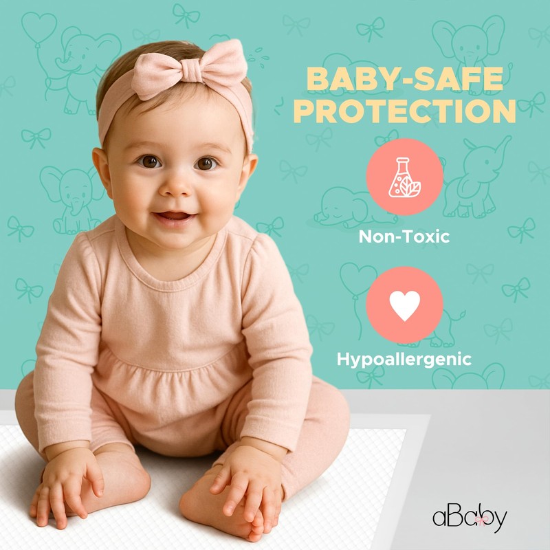 Disposable Changing Pads for Baby (50 Pack) Super Soft and