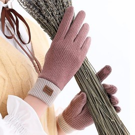 Velvet Strip Winter Women's Warm Fashion Gloves Outdoor Gloves Purple 15ea