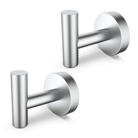 Tuggui Towel Robe Hook SUS 304 Stainless Steel Wall Mount for Bathroom Kitchen (2 Pack, Silver)