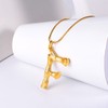 FOCALOOK Bamboo Initial Necklace Gold Plated Large Alphabet Letter F